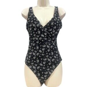 Choice Well Women’s Swimsuit 1-Piece Black White Floral Size 4